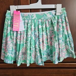 Floral Pleated Skirt in Green and Pink